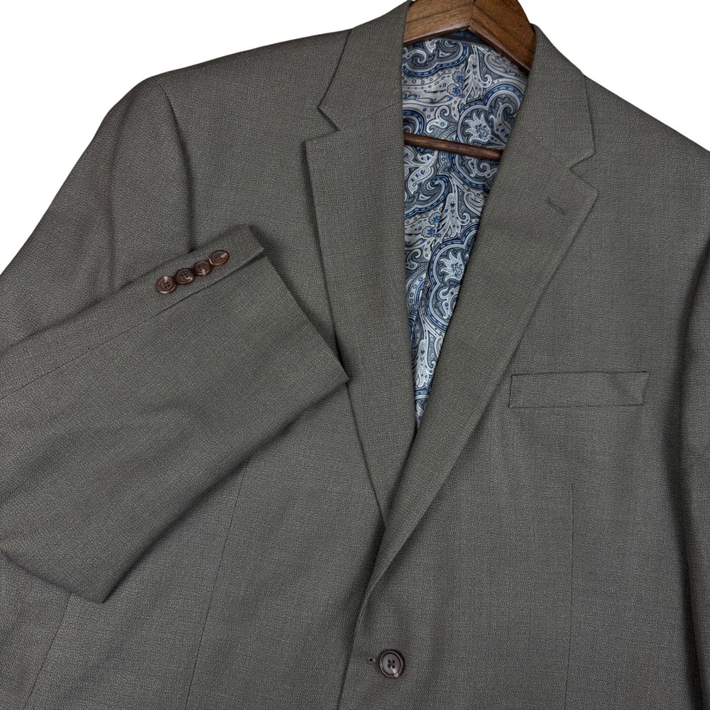 Lauren Ralph Lauren Mens 48L Blazer Taupe Brown Two Button Paisley Lining Jacket